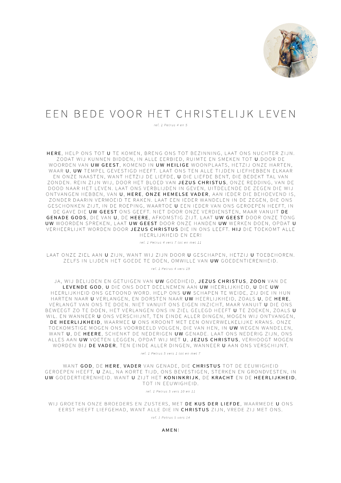 Een bede voor het christelijk leven